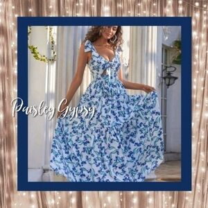 MULTICOLOR BLUEBERRY PRINT HIGH FASHION GOWN